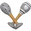 PREMYO Sonaglio Neonato Maracas - Giocattolo per Bambini Legno - Gioco Montessori Musicale Bebè - Strisce Stelle Grigio