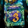 ARUOHHA Liquid Core - Set di 7 dadi in resina con bordi affilati, per giochi di ruolo, Dungeons poliedrici viola e blu, con confezione regalo D20 D12 D10 D8 D6 D4