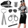 SilverChry Accessori Della Polizia per Bambini, Costume Poliziotta Accessori,Completano Cappello,Manette,Occhiali da Sole e Altri Oggetti Scena, Perfetti per Carnevale e Giochi Ruolo (Stile D-7 pcs)