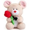 BEJOY Peluche a forma di orsacchiotto, morbido peluche con cuore rosa, giocattolo per San Valentino, giocattolo di peluche, regalo per fidanzata, bambini, compleanno, San Valentino