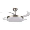 DRW Ventilatore da soffitto con Luce e 4 Pale retrattili in Argento volturno 53x106x106 cm