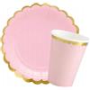 PartyDeco KPP16-081J-EU2 - Bicchieri di carta, colore: Rosa con bordo dorato, 220 ml, 6 pezzi