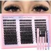 WENDY LASHES Kit Extension Ciglia Finte Ciuffetti 200D, Lunghezze Miste 9-16mm Curl D, Include Bond & Seal, Pinzette e Spazzola, Set Completo per Ciglia Finte Naturali a Casa