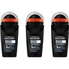 L'Oréal Paris men expert L'Oréal Men Expert Deodorante da uomo 5 in 1 contro la formazione di odori, umidità, batteri e residui bianchi per fino a 48 ore di freschezza, Carbon Protect, 3 x 50 ml