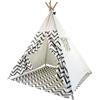 HEJ LØNNE p:os Hej Lønne - Tenda bianca Tipi con punte grigie per bambini, ca. 120 x 120 x 150 cm, tenda da gioco con pavimento e finestra con sacchetto, per interni ed esterni, privo di sostanze nocive