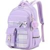 Tanou Zaino per Ragazze Zaino Bambina Scuola Elementare e Media Impermeabile Zaini da Viaggio Borsa Casual per Adolescenti con Cinghia per Trolley, Viola