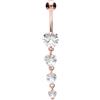 PIERCINGLINE surgical steel belly button piercing with 4 hanging crystal hearts in brass design - Bananabell Piercing in gold, rose or silver