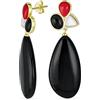 Bling Jewelry Boho Moda Multi Colore Geometrico Cluster Accento Filo Avvolgere Gemma Grande Ovale Forma Di Pera Rosso Bianco Grande Nero Onice Teardrop Orecchini Per Le Donne Placcato Oro Giallo