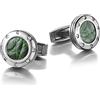 Colibri - Gemelli da uomo Daytona - Gemelli da polso di design con inserti di pelle naturale verde - Chiusura a coda di balena - Acciaio inossidabile lucidato - Confezione regalo