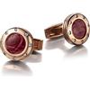 Colibri - Gemelli da uomo Daytona - Gemelli da polso di design con inserti di pelle naturale rossa - Chiusura a coda di balena - Acciaio inossidabile oro rosa - Confezione regalo