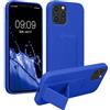 kwmobile 1x Custodia Compatibile con Apple iPhone 12 / iPhone 12 Pro - Cover Supporto Dita - Back Case per Smartphone - Protezione Gommata blu baltico