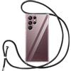 Vauki Cover con Cordino per Samsung Galaxy S22 Ultra 5G,Custodia con Laccio Collana Tracolla Trasparente Silicone TPU+PC Bumper Back Antigraffio Proteggere Case Corda per Samsung S22 Ultra 5G,Nero
