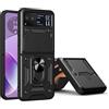 ESTH® Cover per Motorola Razr 40 con Custodia per Fotocamera Scorrevole e Supporto ad Anello [Custodia Paraurti Compatibile con Supporto Magnetico per Auto], Nero