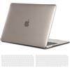 TECOOL Cover per MacBook Air M1 (A2337) e MacBook Air 13 Pollici Retina 2020 2019 2018 (A2179 A1932), Custodia Rigida Protettiva Sottile in Plastica e Copritastiera UE, Cristallo Grigio
