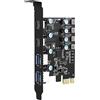 FARBOKO Scheda di espansione USB 3.0 PCIe a 4 porte(2x Type C, 2x Type A), 5Gbps Scheda USB PCI Express per PC Desktop Windows