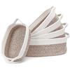 Cinnani Set di 5 Cestini Portaoggetti Intrecciato in Corda di Cotone, Impilabile Organizer Fasciatoio, Decorazione Cesto Portaoggetti per Bagno, Armadio, Camera da Letto, Soggiorno (Bianco/Deserto)