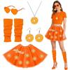 CUVZORA Aperol Costume da donna gonna in tulle, arancione con orecchini, collana da sole e scaldamuscoli, ideale per carnevale, Halloween, costume da vampiro, costume da scheletro per bambini e