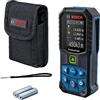 Bosch Professional Distanziometro laser GLM 50-27 CG (laser verde, campo di misura: fino a 50m, robusto, IP65, trasferimento dati tramite Bluetooth, 2 batterie AA, tracolla, sacchetto)