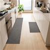 LEKEEPGO Tappeto Cucina Antiscivolo Lavabile 43.5x75cm+43.5x150cm, 2 Pezzi Passatoia Cucina, Tappeti Cucina, Assorbente Tappetino Cucina, Tappeto per Cucina, Corridoio, Lavanderia, Grigio