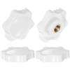 QUARKZMAN 4pz Pomelli a Stella con Filettatura Femmina M6, Testa da 32mm, Plastica con Foro Non Passante Maniglie di Serraggio Avvitate in Ottone Manopole Filettate, Bianco