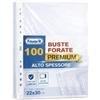 Favorit Buste Perforate, Lucide, Alto Spessore, 22 x 30 cm, 100 Pezzi, Trasparenti