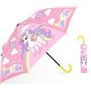 decalsweet Ombrello Pieghevole Antivento Bambino con Copertura, Resistente Ombrello Bambina, Facile da Trasportare Ombrello Pioggia, Ombrello Tascabile Bambini con Motivo Carino (Unicorno Arcobaleno)
