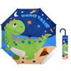 decalsweet Ombrello Pieghevole Antivento Bambino con Copertura, Resistente Ombrello Bambina, Facile da Trasportare Ombrello Pioggia, Ombrello Tascabile Bambini con Motivo Carino (Dinosauro Spiaggia)