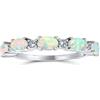 Bling Jewelry Sottile Accento Di CZ Impilabile 1/2 Eternity Oval White Created Opale Band Ring Per Donne .925 Argento 1MM Band October Birthstone