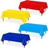 QUERICKY Set da 4 tovaglie per feste di carnevale, 220x130 cm Rosso Blu Giallo, tovaglia rettangolare a tema circo per decorazioni di compleanno per bambini e feste di carnevale, laurea