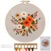 MWOOT Ricamo Starter Kit Cucire Accessori,Ricamo Starter Kit Cucire Accessori per Adulto Principianti -Fiori