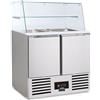 Saladette a 2 porte con struttura in vetro e piano ingredienti +2°/+8° C | 90 x 70 x 134 cm