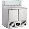 Saladette a 2 porte con piano di lavoro in granito e vetrina ingredienti +2°/+8° C | 90 x 70 x 118 cm
