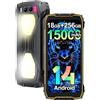 Blackview BV7300, G81 Octa Core 18Go+256Go Telephone Portable Incassable, Téléphone Débloqué, 15000mAh, 50MP+20MP+32MP, 6.67 HD+ Smartphone Incassable Etanche, Dual 4G LTE,GPS,NFC,OTG,FM, Jaune