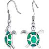 Bling Jewelry Nautico Acquatico Spiaggia Tropicale Vacanza Iridescente Verde Creato Opale Intarsio Tartaruga Mare Orecchini Pendenti Per Le Donne Adolescenti .925 Sterling Silver Gancio Di Pesce
