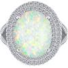 Bling Jewelry Personalizzare Stile Vintage Gemma Iridescente Bianco Creato Opale Grande Ovale Split Shank Pave CZ Accent Doppio Halo Dichiarazione Anello Donne .925 Sterling Silver October Birthstone
