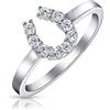 Bling Jewelry Buona fortuna Cubic Zirconia Pave CZ Equine Cowgirl Equestre Buona fortuna Anello a ferro di cavallo occidentale Gioielli per donne adolescenti .925 Sterling Silver