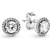 PANDORA Timeless Orecchini a bottone rotondi brillanti in argento con zirconia cubica trasparente, Borchie Rotonde