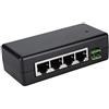 ASHATA Switch PoE a 4 porte, adattatore / iniettore Poe, iniettore di alimentazione PoE CC 12V-48V Adattatore Ethernet IEEE PoE 10/100 Mbps compatibile con dispositivi di rete IEEE802.3af / at