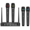 D Debra Set microfono senza fili con microfono da tavolo, 4 x 16 frequenze, portata 80 m, microfono senza fili, rotazione a 360°, microfono a collo di cigno, (M027)