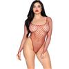 Leg Avenue High-Cut Industrial Net Bodysuit 89377 Burgundy