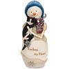 Pavilion Gift company The Birchhearts You Hug My Heart Snowman Figurine Holding Cat 12,7 cm, Bianco