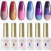ROSALIND Smalto Semipermanente Termico Camaleonte 6Pcs Smalto per Unghie Glitter Camaleonte Set UV LED Gel Nail Polish Smalto Termico Cambia Colore 6 ml