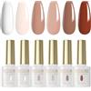 ROSALIND Smalti Semipermanenti per Unghie Bianco Nude Marrone Rosso Scuro 6 Colori Semipermanente Unghie Smalto Semipermanente UV LED Smalto Gel Unghie Soak Off Gel Polish 6ml