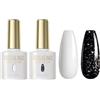 ROSALIND Smalto Semipermanente per Unghie Nero Bianco 15ml UV LED Soak Off Smalti Semipermanenti per Unghie Gel Polish Manicure Nail Art Kit