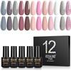 ROSALIND Smalto Semipermanente Per Unghie Rosa Latte 12 Colori Soak Off UV LED Kit Semipermanenti Unghie Smalti Glitter 7ml