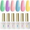 ROSALIND Smalto Semipermanente per Unghie Macaron 6 Colori Verde Viola Rosa | Blu Giallo Smalto Semipermanente Pastello Soak Off UV LED Gel Nail Polish Gel Colorati Manicure Set Primavera Estivo 6ml