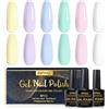 INPING Smalto Semipermanente per Unghie, 6 Colori Rosa Viola Blu Verde Giallo Summer Macaron, Smalti Semipermanenti Soak Off UV/LED Smalto Unghie per Novice Nail Art DIY,8ml