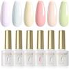 ROSALIND Smalto Semipermanente Pastello,6 estate Colori Macaron Smalti Semipermanenti per Unghie Soak Off UV/LED Gel Nail Polish,Primavera Estate Viola Blu Giallo Rosa Verde Kit