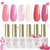ROSALIND Set di smalti sepermanenti rosa chiaro rosa neon, 6 colori smalto per unghie manicure francese sommerfarben