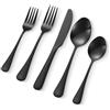 VEVOR Set di Posate in Acciaio Inossidabile per Uso Alimentare, Set Posate Altamente Lucide, Stoviglie in Lavastoviglie, Servizio 8 Persone, Coltello Forchetta Cucchiaio 30 Pezzi in Nero